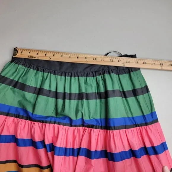 STAUD Skirt Sz 10 Formentera Stripe Sea Midi Cotton Striped Summer - Picture 14 of 17